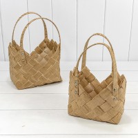 Корзины плетёные Набор 1/2 25*17*10/18 (±5%) из секвойи с ручками Натуральный 1/24 Арт: 420296/1125