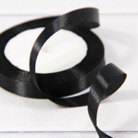 Лента Атласная Сатин 1,2см*25ярд Чёрный 1/10 1/120 Арт: 562-12/39