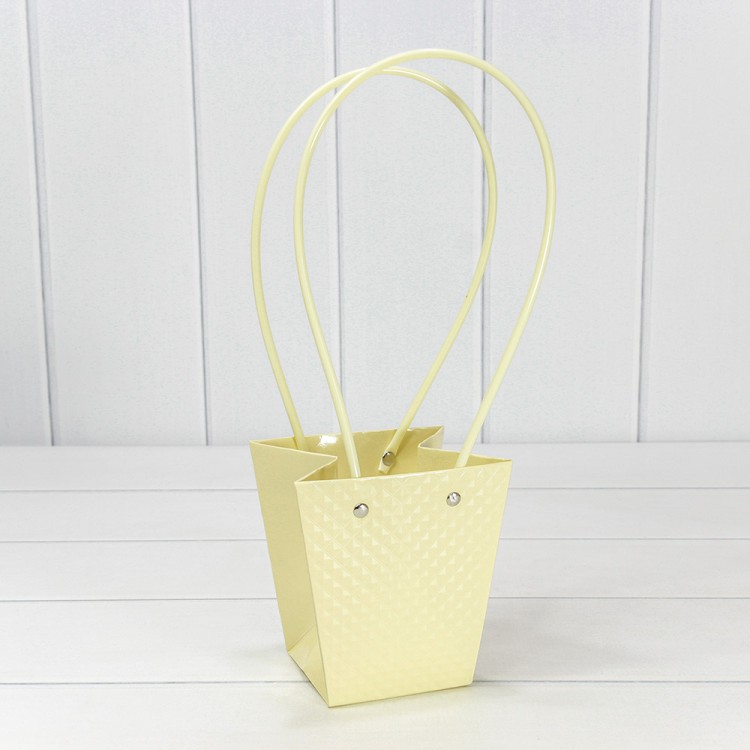 Пакет подарочный "Ваза для цветов" 12,5*12*8 260г "Ромбики" Песочный 1/10 1/200 Арт: 000235H/29