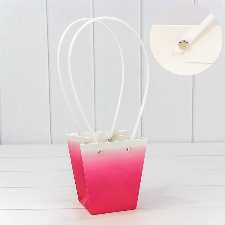 Пакет подарочный "Ваза для цветов" 12,5*12*8 260г "Градиент" Малиновый 1/10 1/200 Арт: 000184H/4