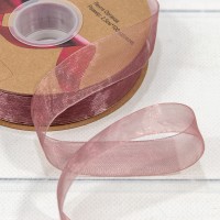 Лента Органза 2,5см*100ярд Тёмный серо-красный 1/8 1/32 Арт: 559-25/bk13