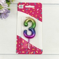 Свеча для торта Цифра 3 "Градиент" 6см 1/12 1/120 Арт: 20010-15/3