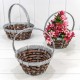 Корзины плетёные Круглые Набор 1/3 25*10/27 (±5%) из пластика с ручкой Серый/Коричневый 1/20 Арт: 420178/2117