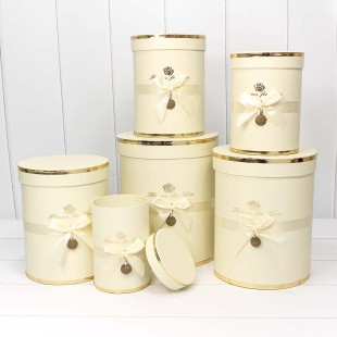 Коробки Цилиндр Набор 1/6 21*25,5 "Flowers for you" Бежевый 1/8 Арт: 720950/7