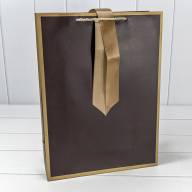 Пакет подарочный с лентой 31*42*12 210г Коричневый 1/10 1/80 Арт: 000503A/2 - Пакет подарочный с лентой 31*42*12 210г Коричневый 1/10 1/80 Арт: 000503A/2