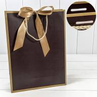 Пакет подарочный с лентой 31*42*12 210г Коричневый 1/10 1/80 Арт: 000503A/2 - Пакет подарочный с лентой 31*42*12 210г Коричневый 1/10 1/80 Арт: 000503A/2