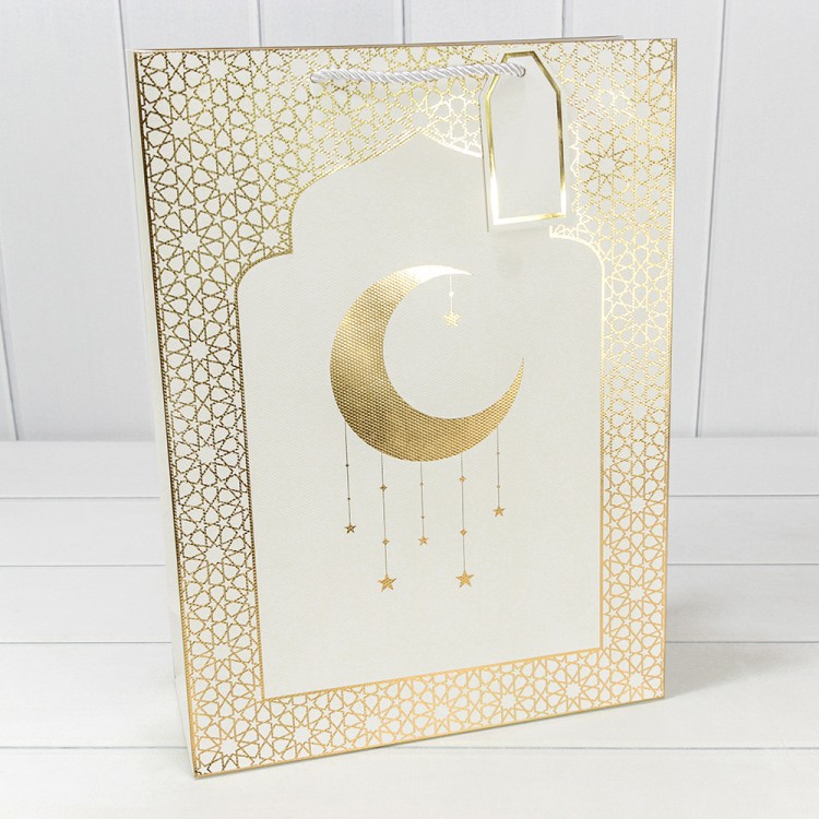 Пакет подарочный с тиснением "Полумесяц" (292) 31*42*12 210г Белый 1/20 1/80 Арт: 000292A/1