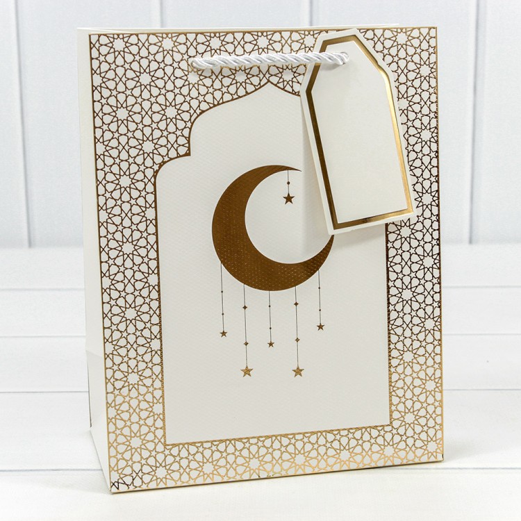 Пакет подарочный с тиснением "Полумесяц" (292) 18*23*10 210г Белый 1/20 1/360 Арт: 000292E/1