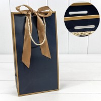 Пакет подарочный с лентой 20*38*12 210г Синий 1/10 1/120 Арт: 000502EM/16