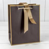 Пакет подарочный с лентой 18*23*10 210г Коричневый 1/10 1/160 Арт: 000503E/2 - Пакет подарочный с лентой 18*23*10 210г Коричневый 1/10 1/160 Арт: 000503E/2