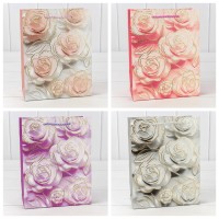 Пакет подарочный с тиснением "Цветы" (микс 113) 18*23*10 210г 1/20 1/360 Арт: 000113E