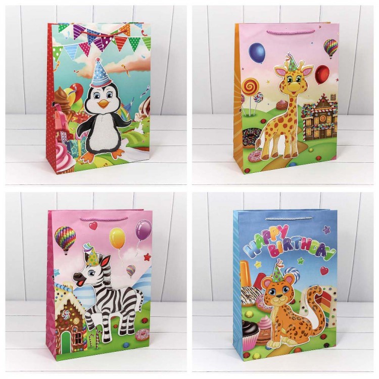 Пакет подарочный с 3D аппликацией "Детский" (микс 105) 30*41,5*12 210г 1/20 1/80 Арт: 000105A