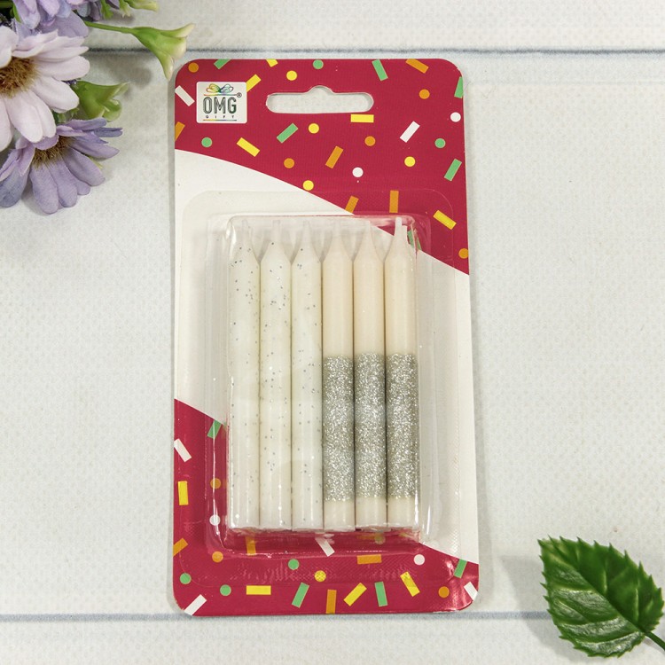 Свечи для торта набор (12 шт.) 8см (микс 7) 1/12 1/144 Арт: 20010-95/7