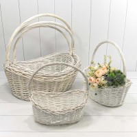 Корзины плетёные "Китайский слиток" Набор 1/5 58*47*17/51 (±5%) с ручкой Белый 1/4 Арт: 420800/1