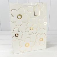 Пакет подарочный с тиснением "Цветы" (337) 31*42*12 210г Белый 1/20 1/80 Арт: 000337A/1