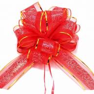 Бант-шар 5 см &quot;С оргазной и золотой полосой&quot; 1/50 1/1000 Арт: 000535-5 - Бант-шар 5 см "С оргазной и золотой полосой" 1/50 1/1000 Арт: 000535-5