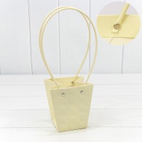 Пакет подарочный "Ваза для цветов" 12,5*12*8 "Квадраты" Бежевый 1/10 1/200 Арт: 000168H/29