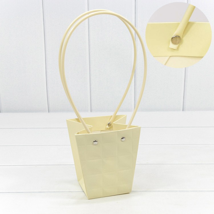 Пакет подарочный "Ваза для цветов" 12,5*12*8 "Квадраты" Бежевый 1/10 1/200 Арт: 000168H/29