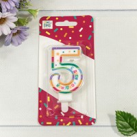 Свеча для торта Цифра 5 "С днём рождения" 6см 1/12 1/120 Арт: 20010-29/5