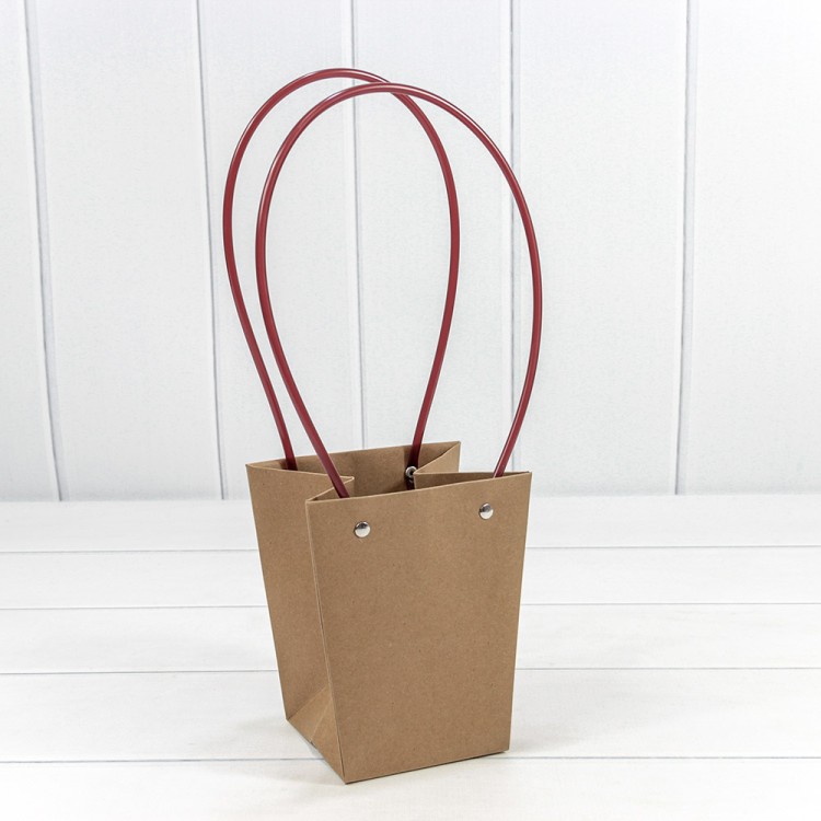 Пакет подарочный "Ваза для цветов" 15,5*13*9,5 Крафт 1/10 1/150 Арт: 000170G