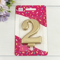 Свеча для торта Цифра 2 "Гигант" 8см Золотой 1/12 1/288 Арт: 20010-70/2