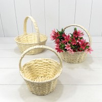 Корзины плетёные Круглые Набор 1/3 25*10 (±5%) из бумаги с ручкой Бежевый 1/20 Арт: 420181/122