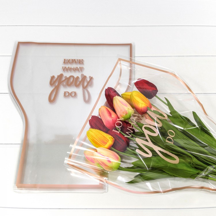 Пакет "Конус для цветов" 36*20*45 (30 шт.) Коричневая рамка 1/100 Арт: 001510/4