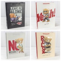 Пакет подарочный с тиснением "Мишки" (микс 109) 30*41,5*12 210г 1/20 1/80 Арт: 000109A